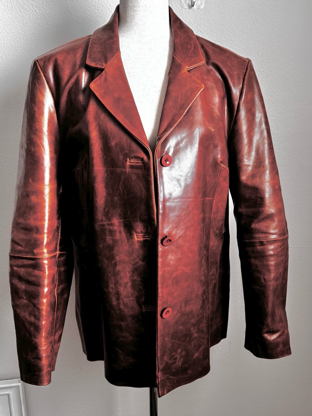 Leather Man Genuine Leather Blazer XL Distressed Cognac Brown Western